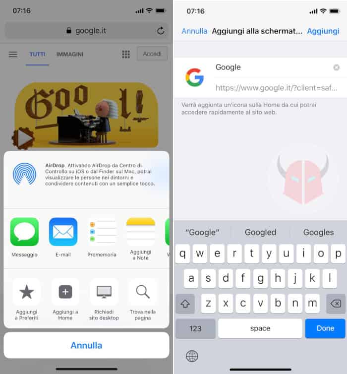 come impostare Google come pagina iniziale iOS