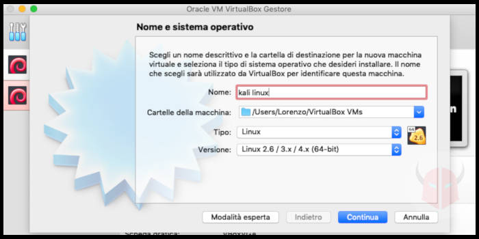 come installare Kali Linux macchina virtuale VirtualBox