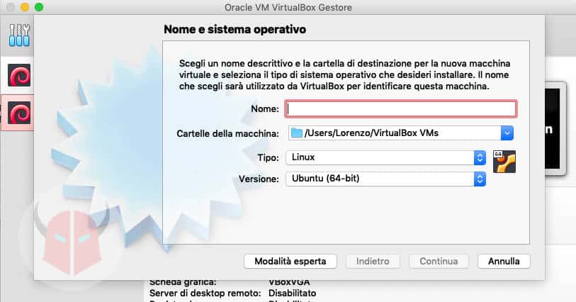 come installare Ubuntu VirtualBox