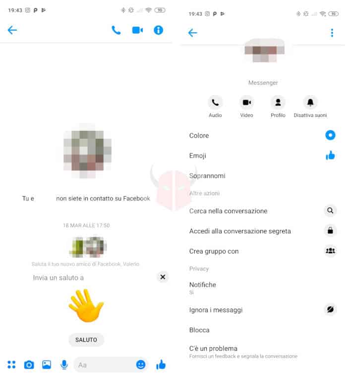 come bloccare Facebook a una persona utente Messenger cellulare