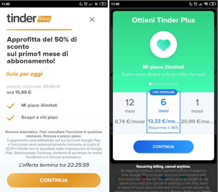 come funziona Tinder account Plus o Gold