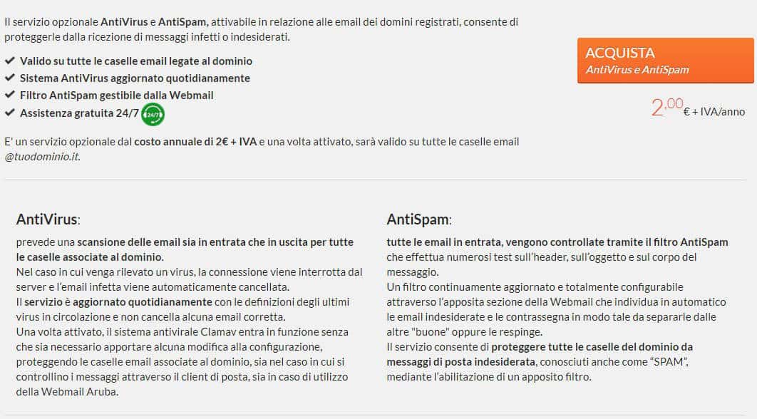 come bloccare le email indesiderate firewall antispam Aruba