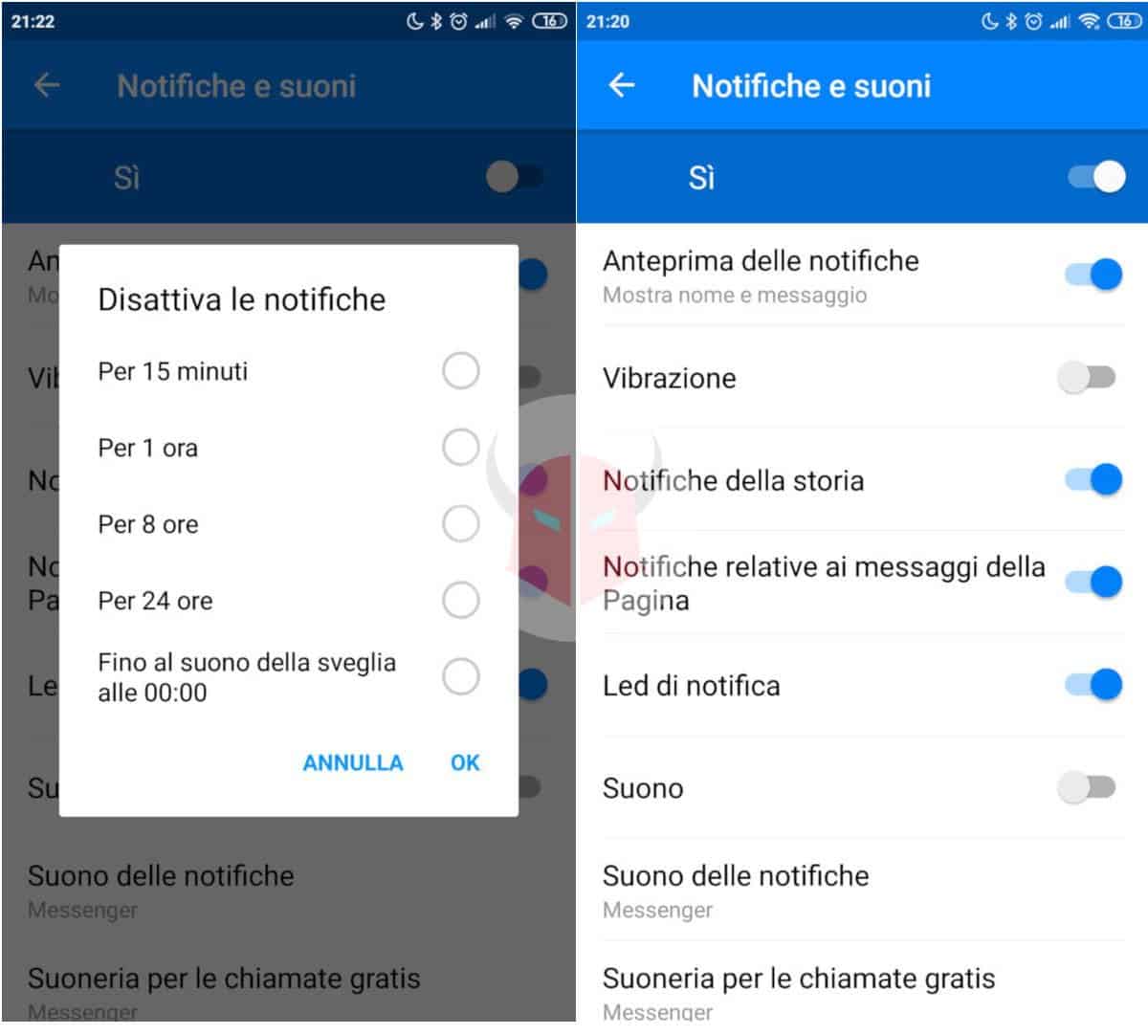 come eliminare account Facebook disattivazione notifiche Messenger