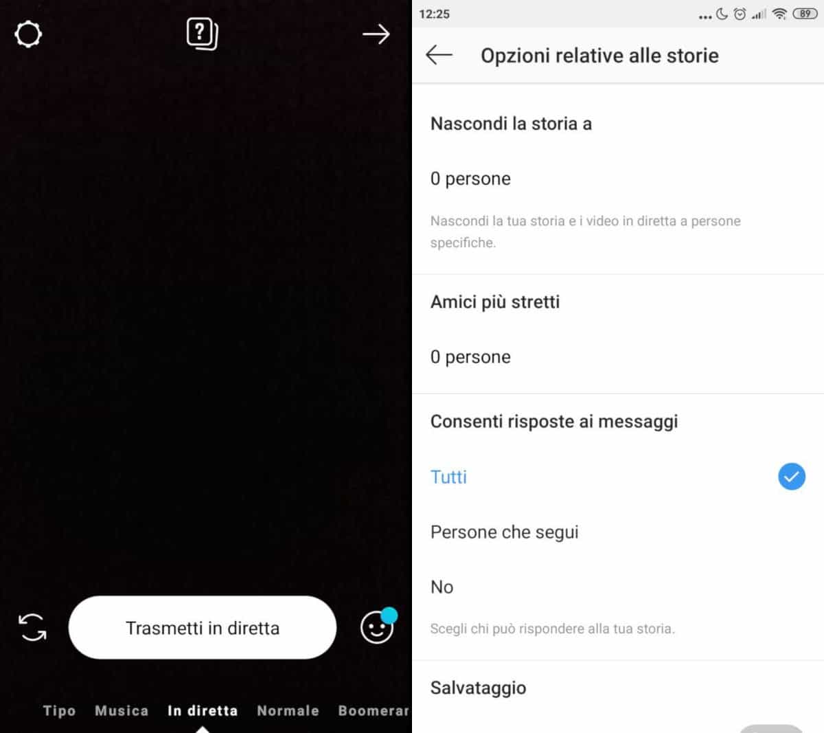 come fare una diretta Instgram impostazioni