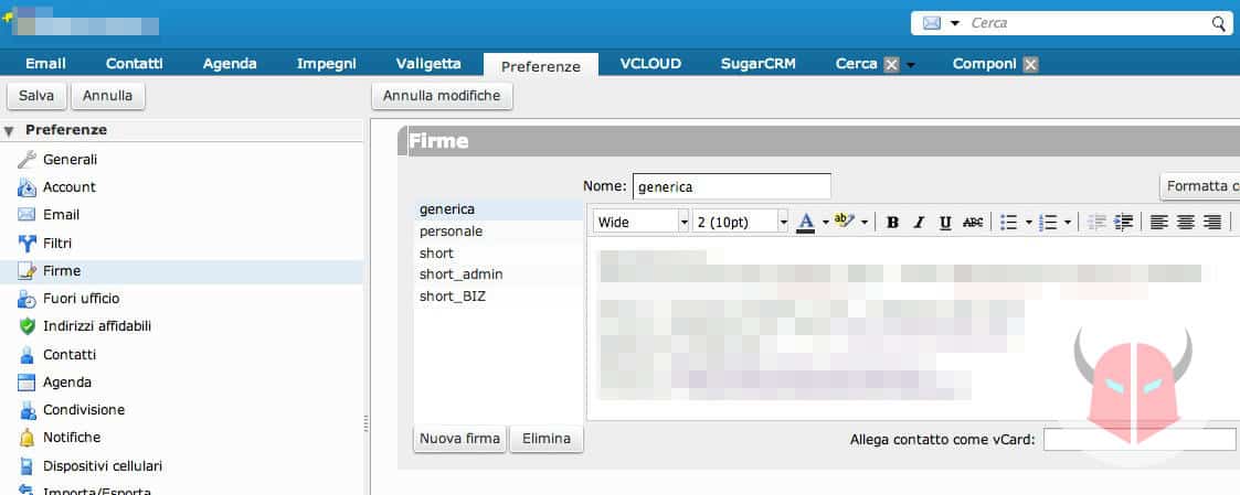 come inserire firma email Zimbra