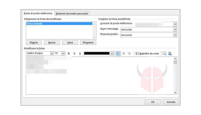 come inserire firma email client di posta Outlook