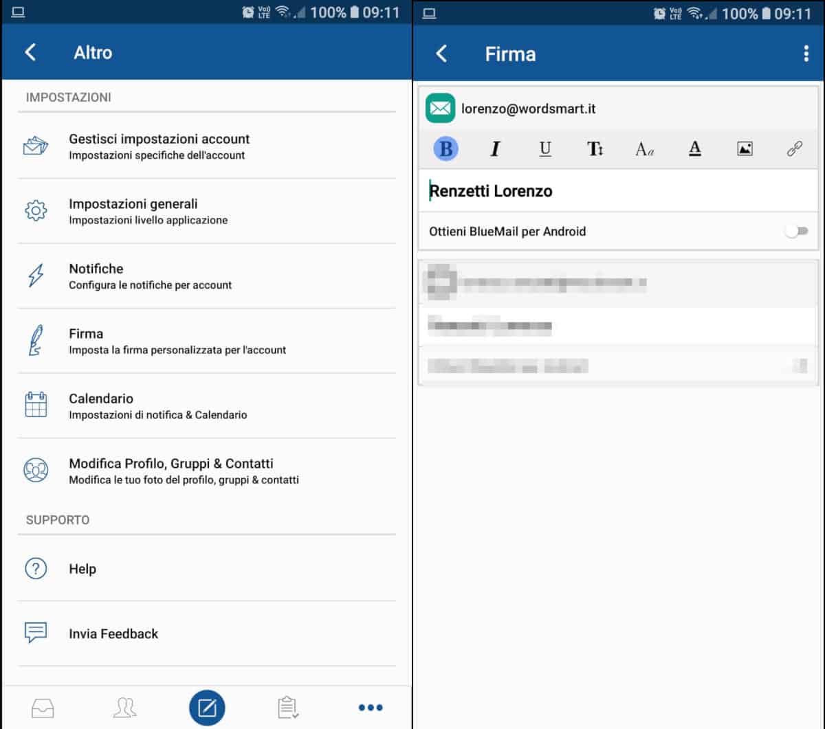 come inserire firma email nelle app per leggere la posta