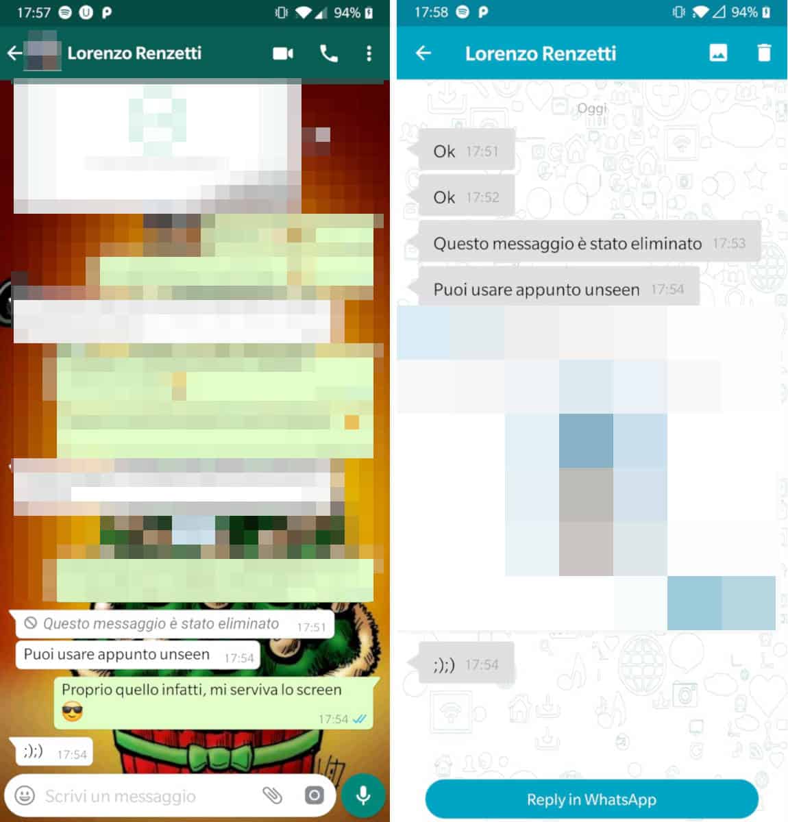 come recuperare messaggi cancellati WhatsApp Android Unseen