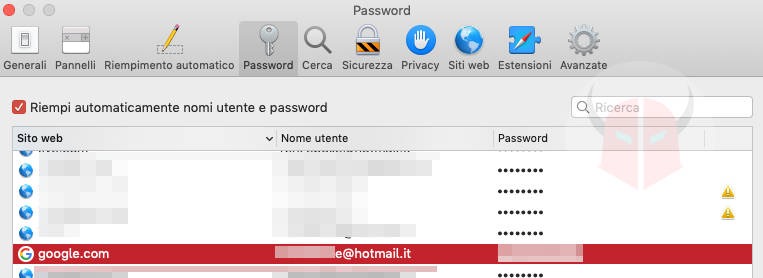 come recuperare password Gmail portachiavi Mac