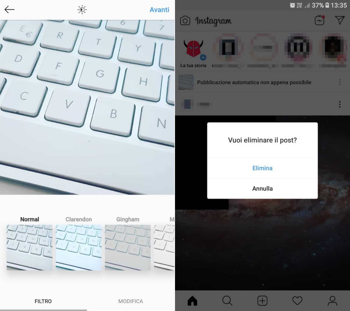 come usare Instagram filtri senza postare
