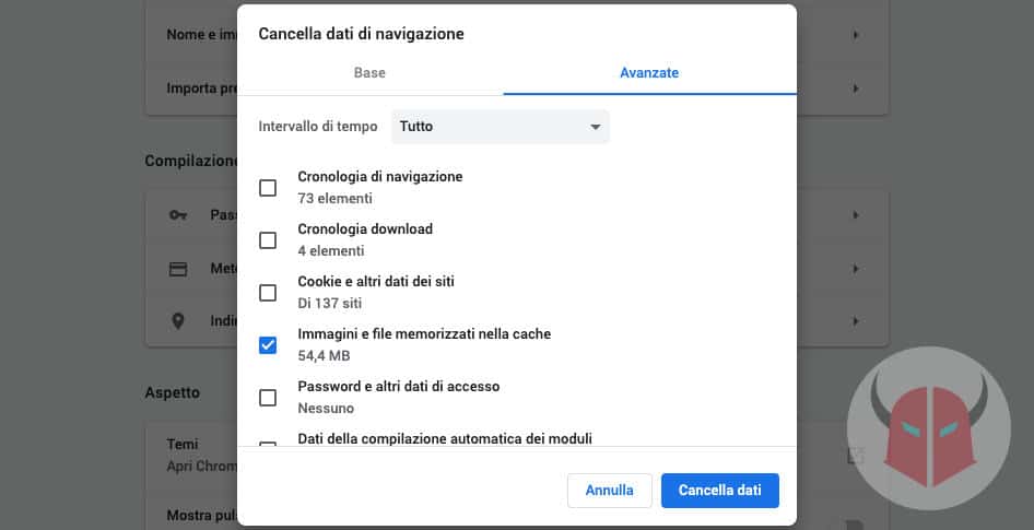 come aggiornare Google Chrome cache