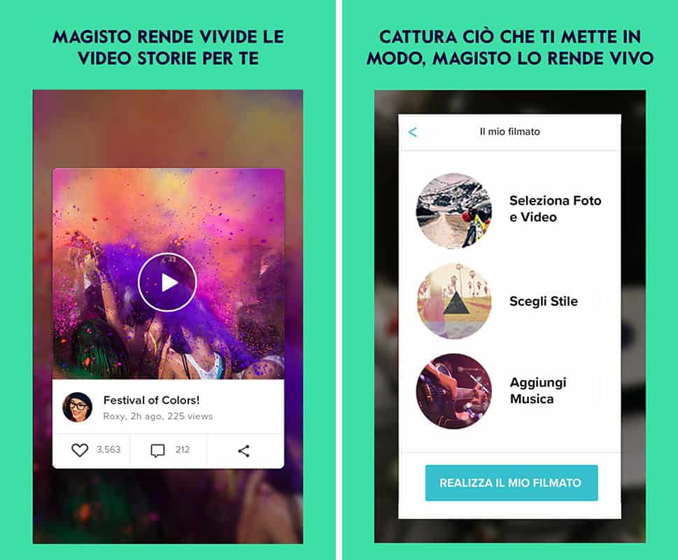 come montare un video app Magisto