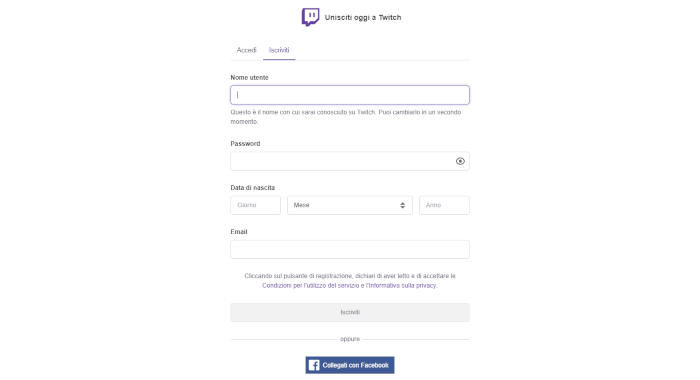 come streammare su Twitch iscrizione