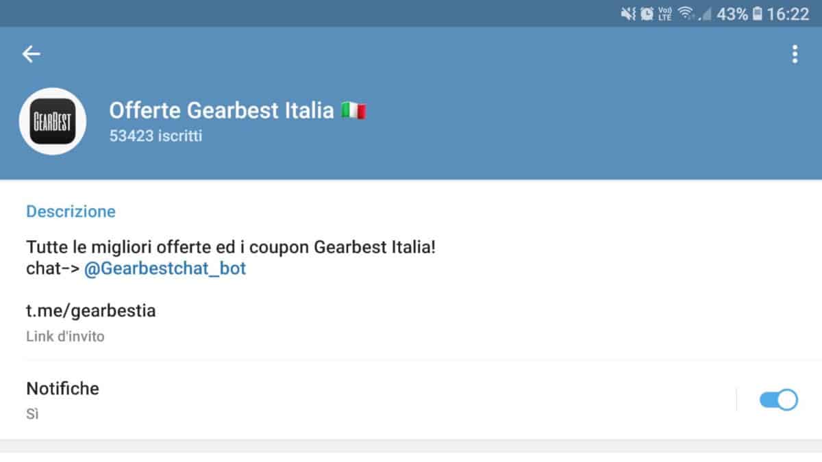 bot Telegram offerte Gearbest Italia