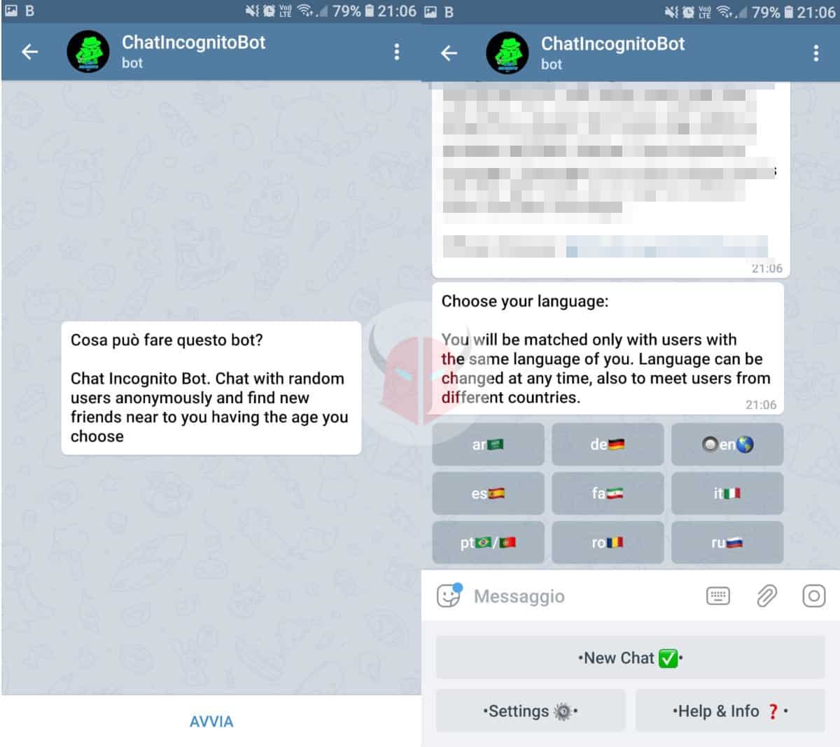 come aggiungere un contatto su Telegram bot anonimi