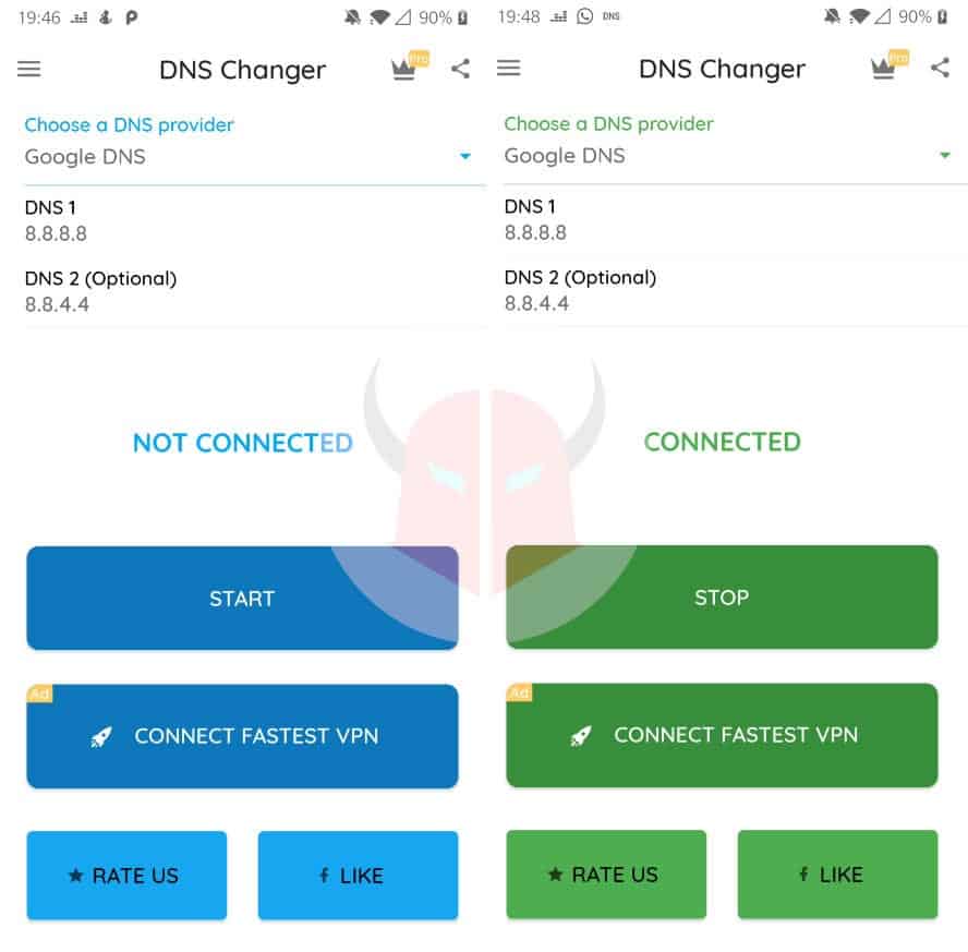 come cambiare DNS Google Android rete cellulare DNS Changer