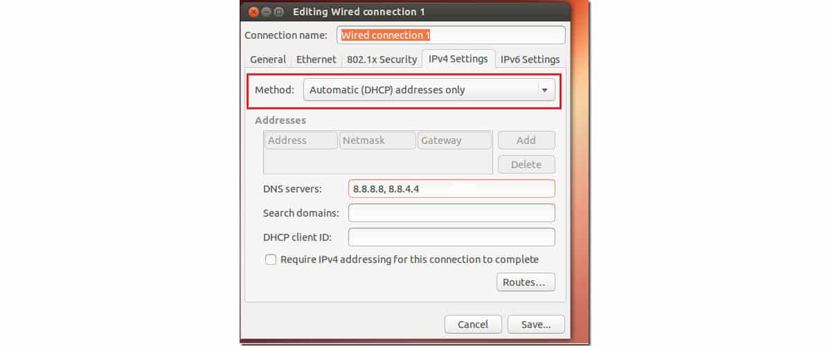 come cambiare DNS Google Ubuntu