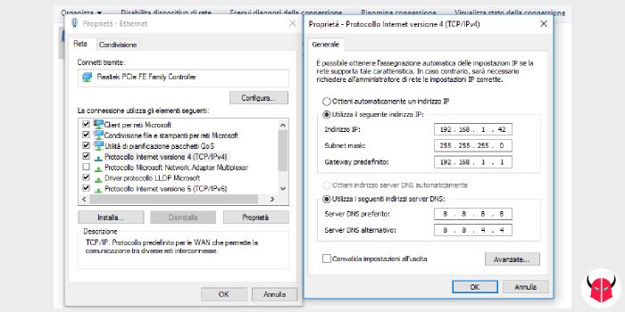 come cambiare DNS Google Windows