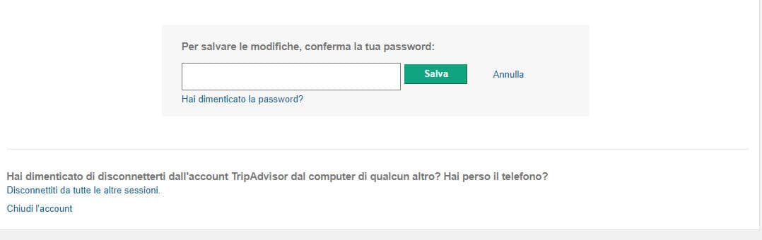 come cancellare su TripAdvisor account cliente