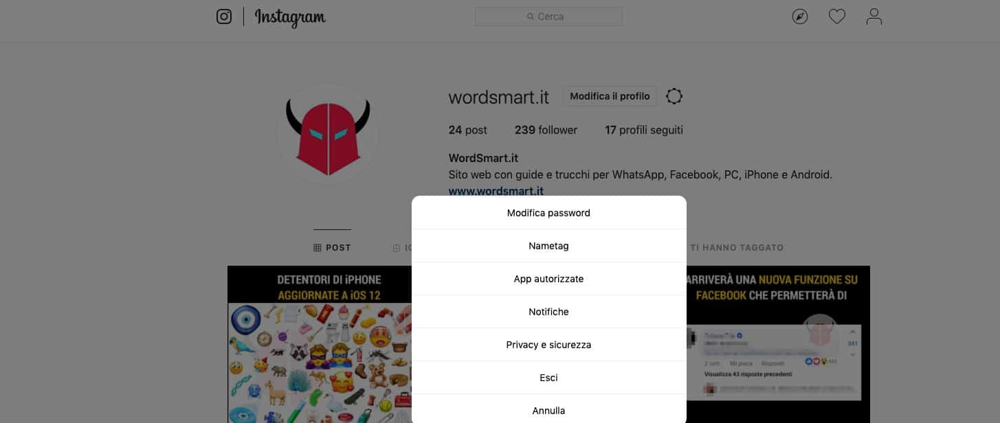 come disinstallare Instagram uscita browser