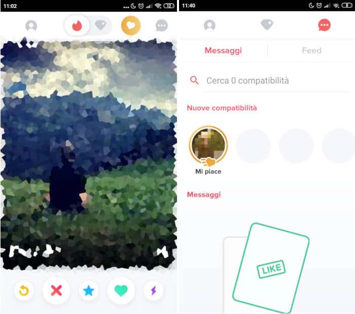 come iniziare una conversazione su Tinder sezione Messaggi e feed