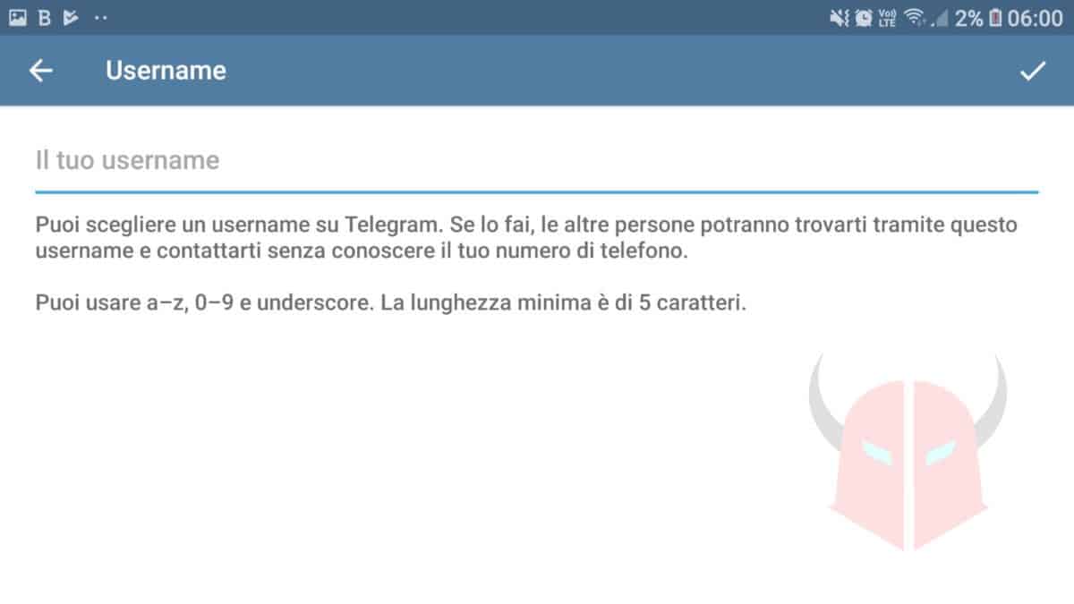 come nascondere il numero su Telegram username vuoto