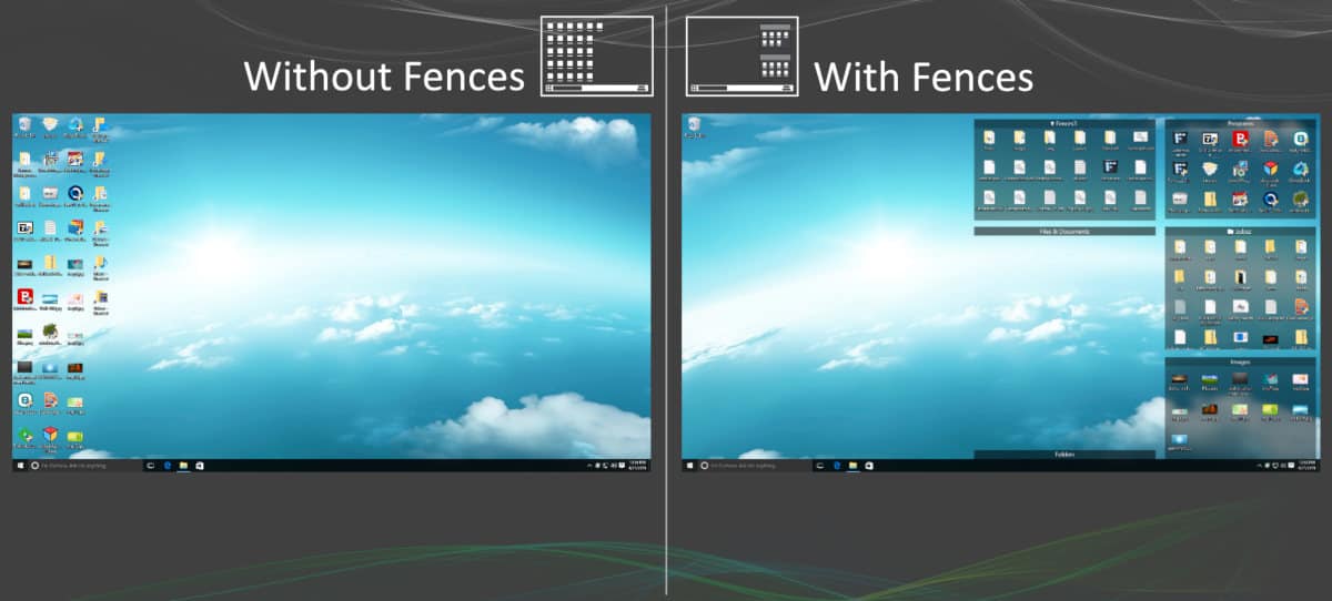 come nascondere le icone Desktop Windows Fences