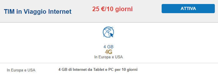come navigare all'estero TIM in Viaggio Internet