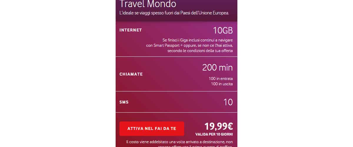 come navigare all'estero Vodafone Travel Mondo