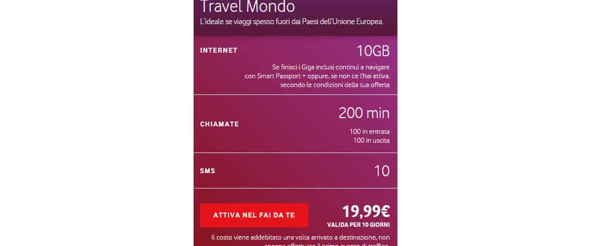 come funziona travel mondo di vodafone