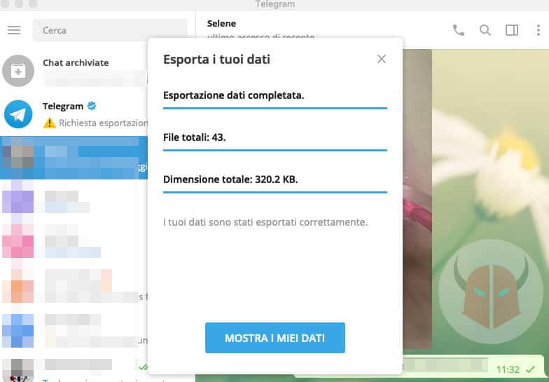 come recuperare chat Telegram esportazione messaggi app desktop