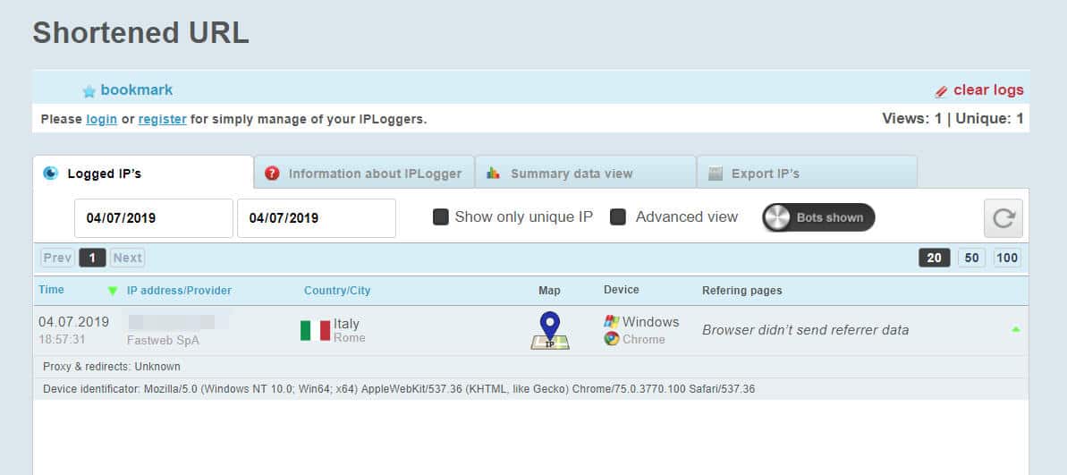 come risalire al proprietario di un numero di cellulare IPLogger