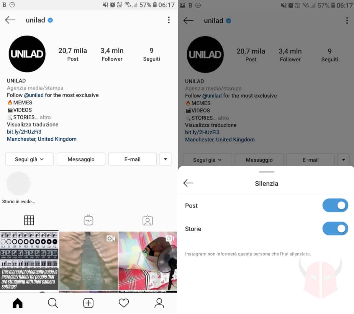 come unfolloware su Instagram opzione Silenzia