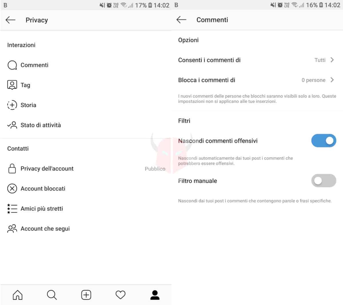 come bloccare commenti su Instagram