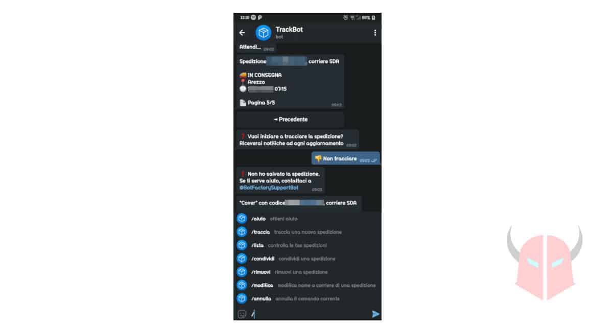 come creare un bot Telegram esempio TrackBot