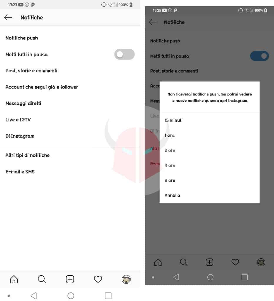come riattivare notifiche Instagram