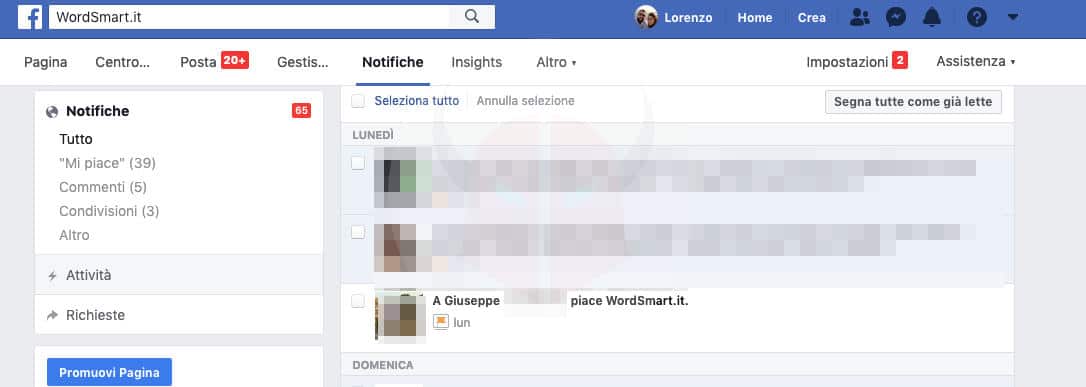 come vedere i fan di una Pagina Facebook notifiche Pagina