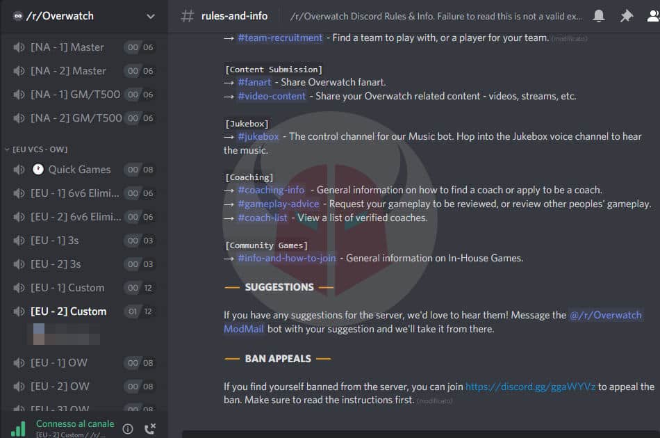 visualizzazione canali Discord