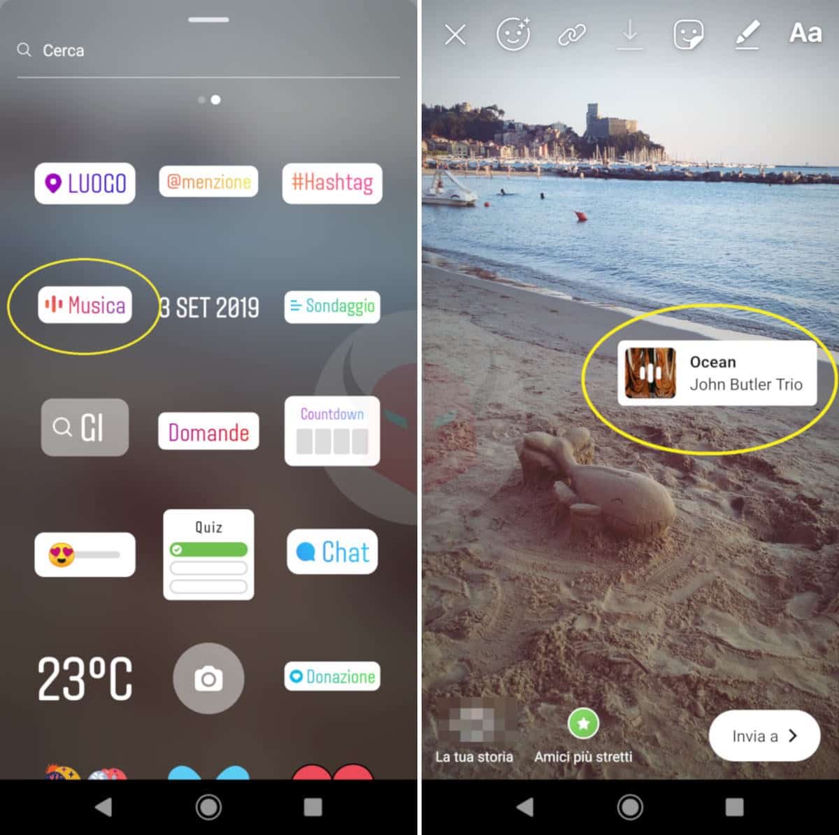 app per storie Instagram adesivo musica