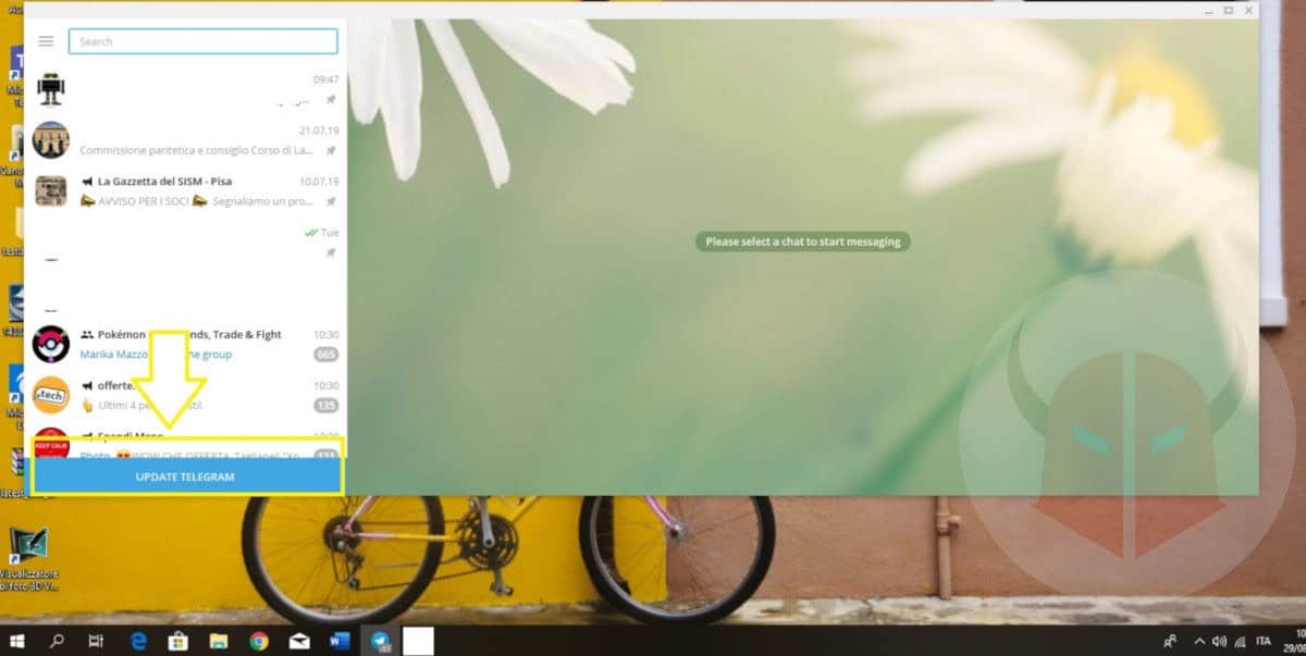 come aggiornare Telegram Desktop Windows 10