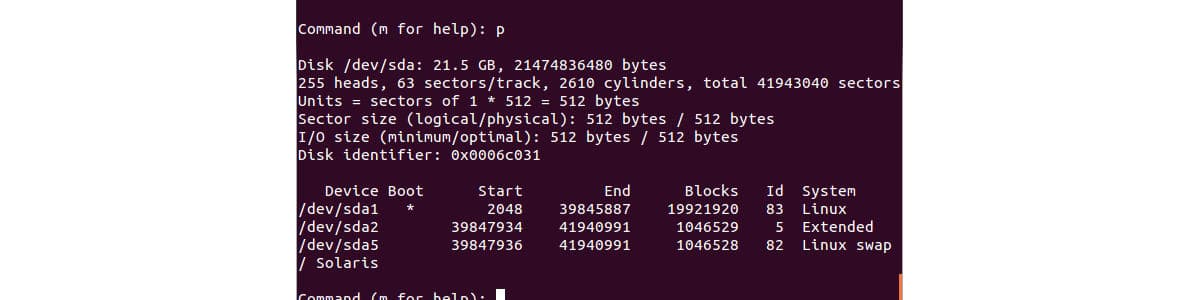 come formattare hard disk con prompt dei comandi Ubuntu esempio fdisk