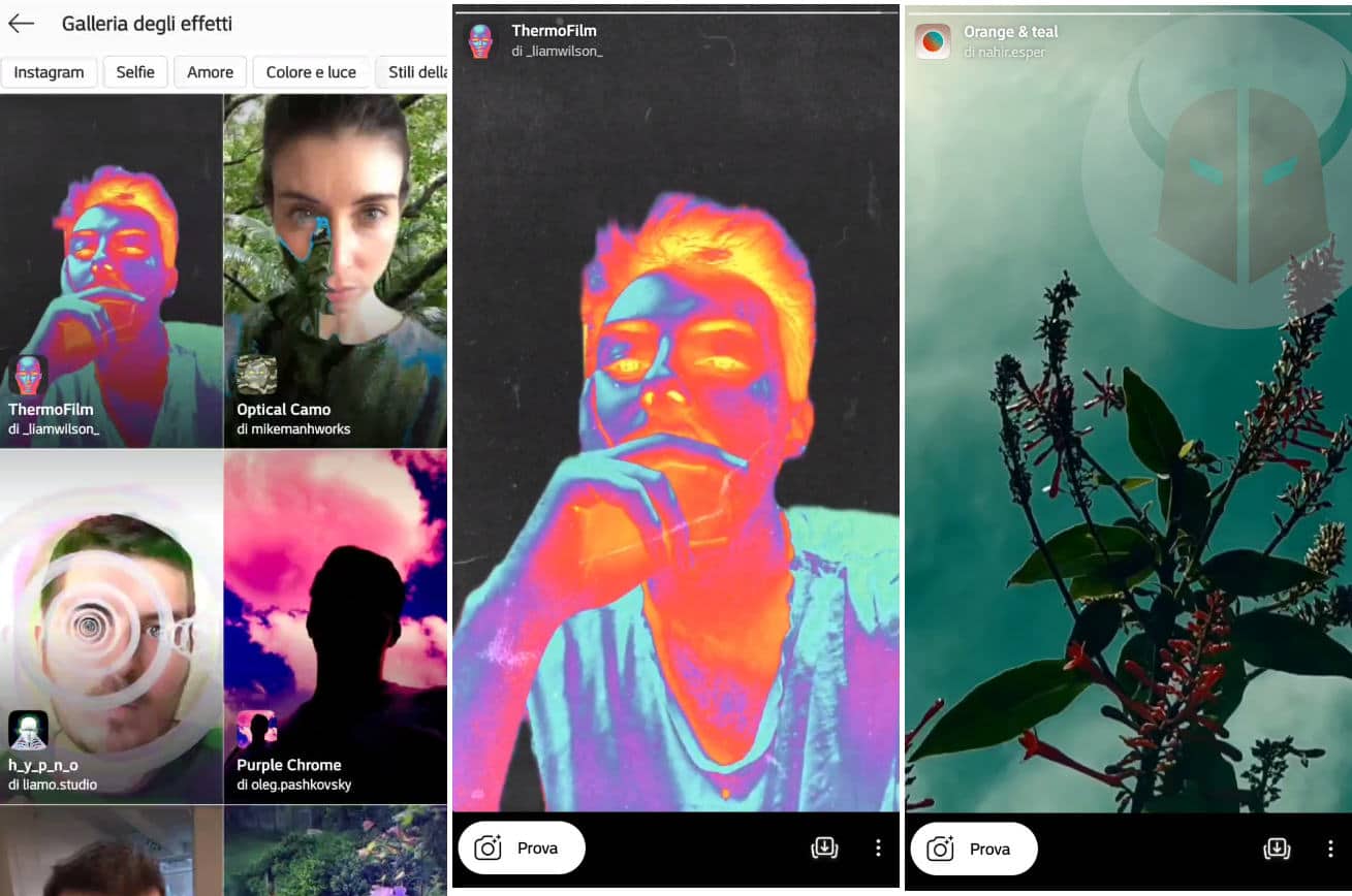 come scaricare gli effetti Instagram maschere AR