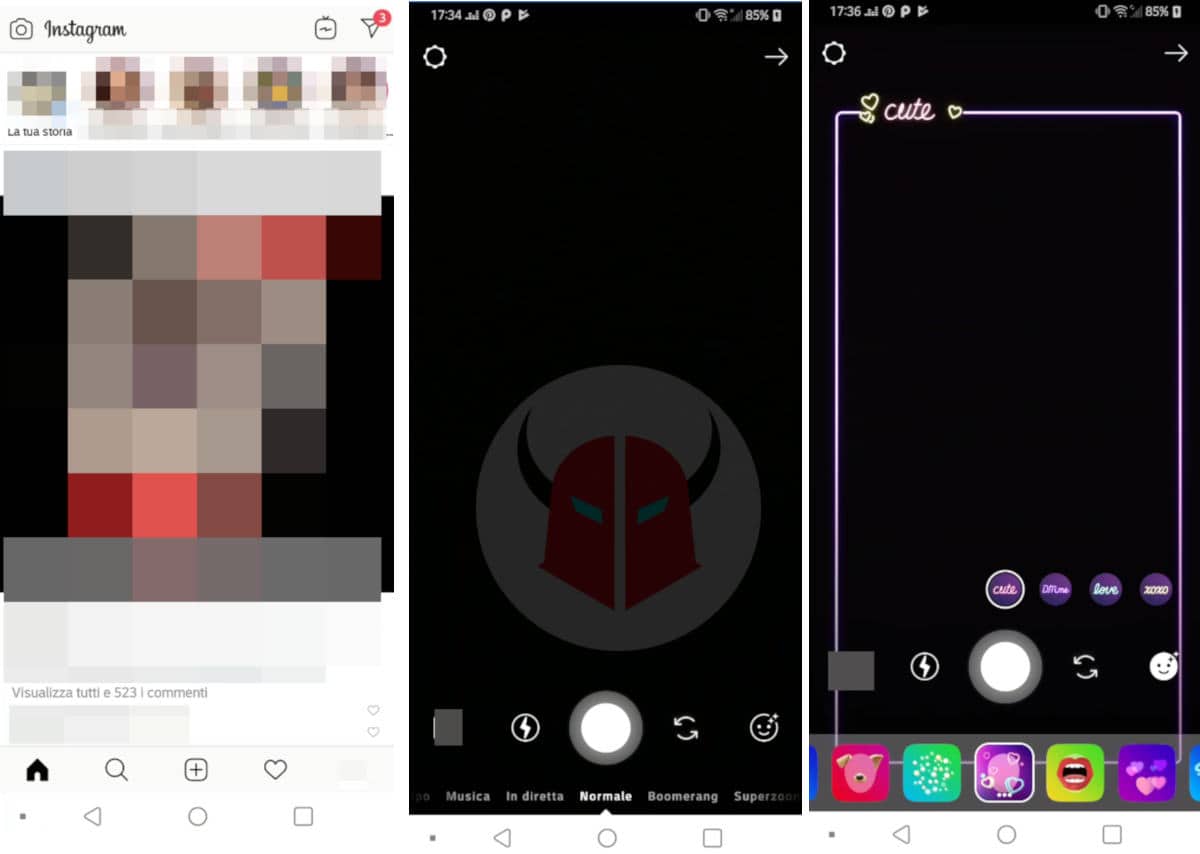 filtri facciali Instagram galleria maschere nelle Storie