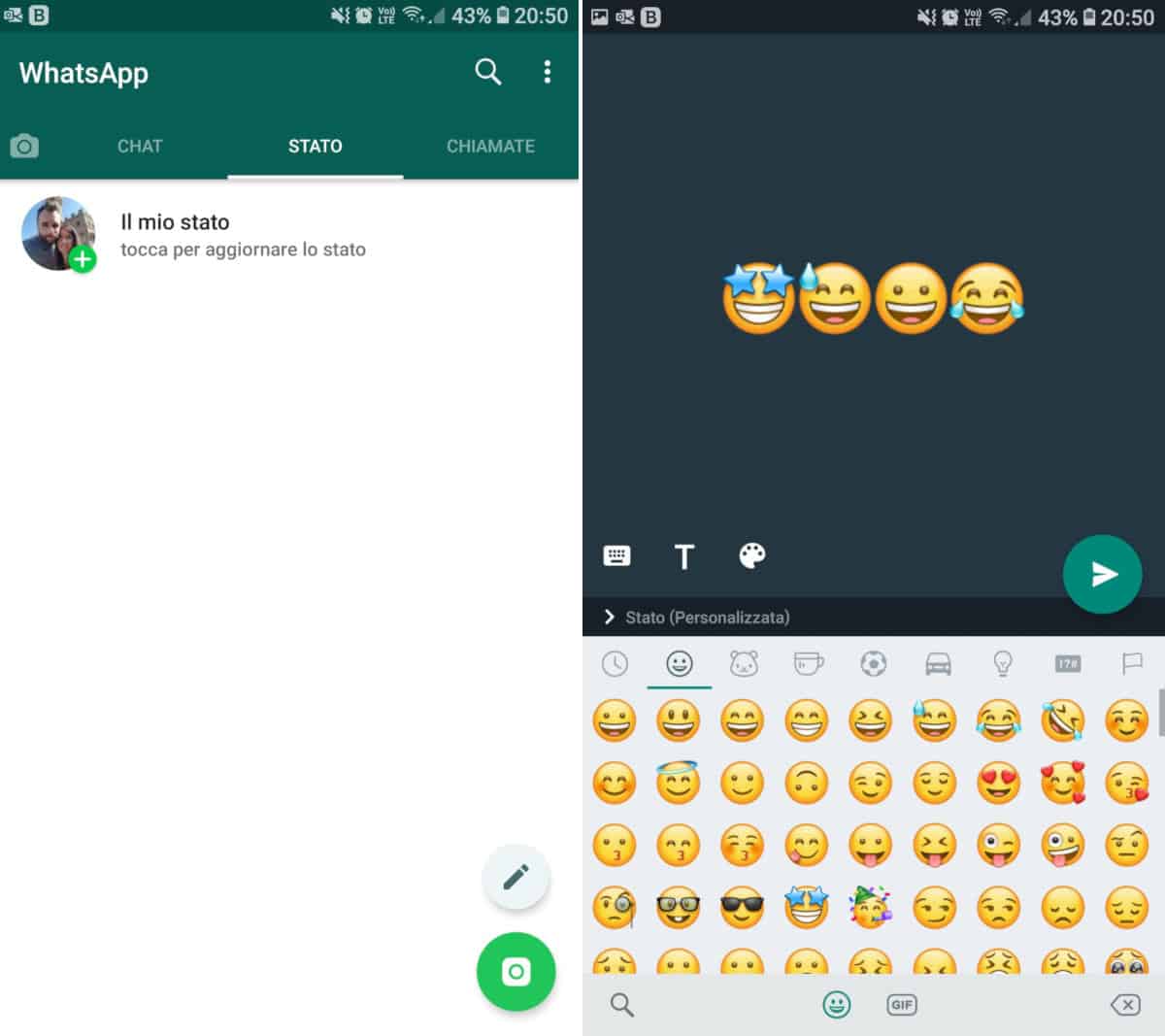 immagini per WhatsApp creazione aggiornamento allo stato