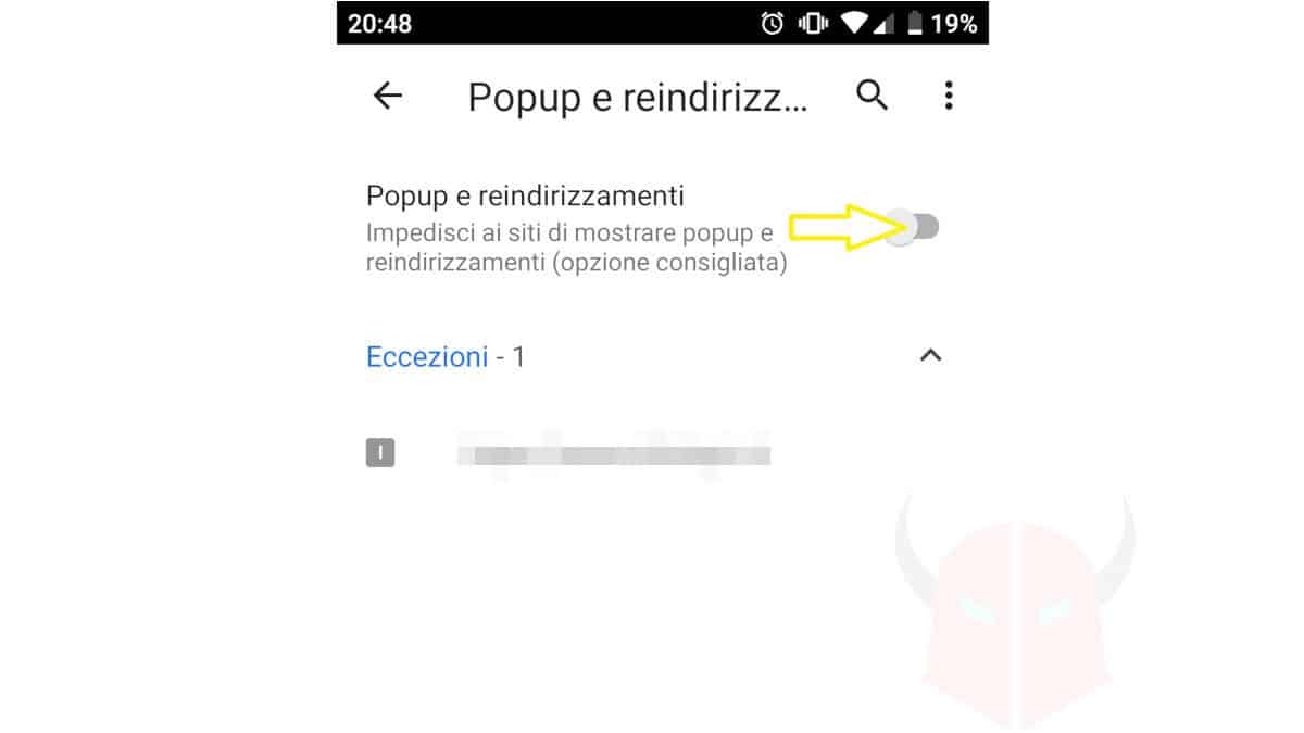 impostazione popup browser per bloccare siti che si aprono da soli su Android