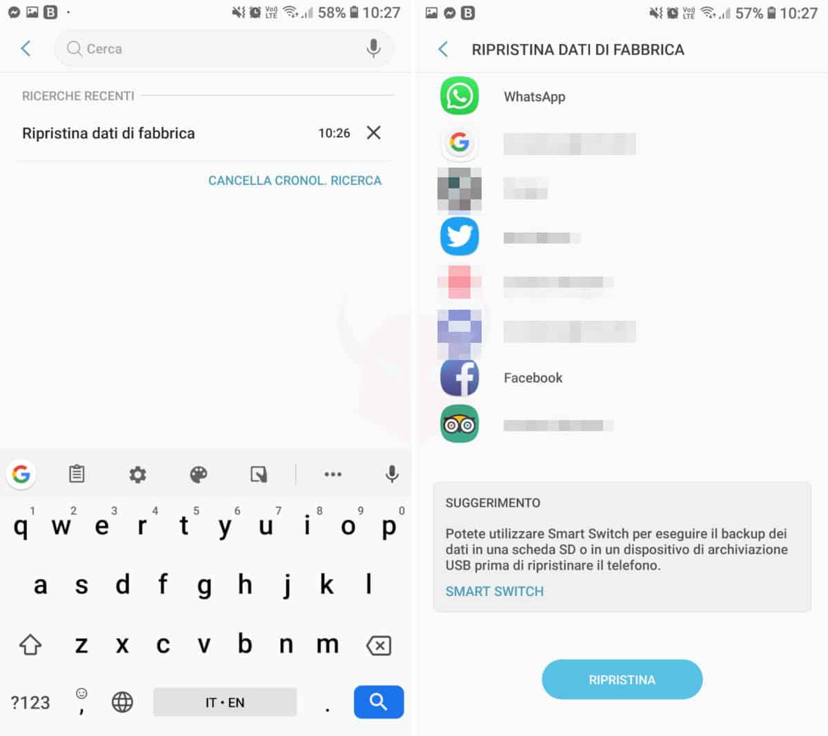 ripristino sistema operativo per bloccare siti che si aprono da soli su Android