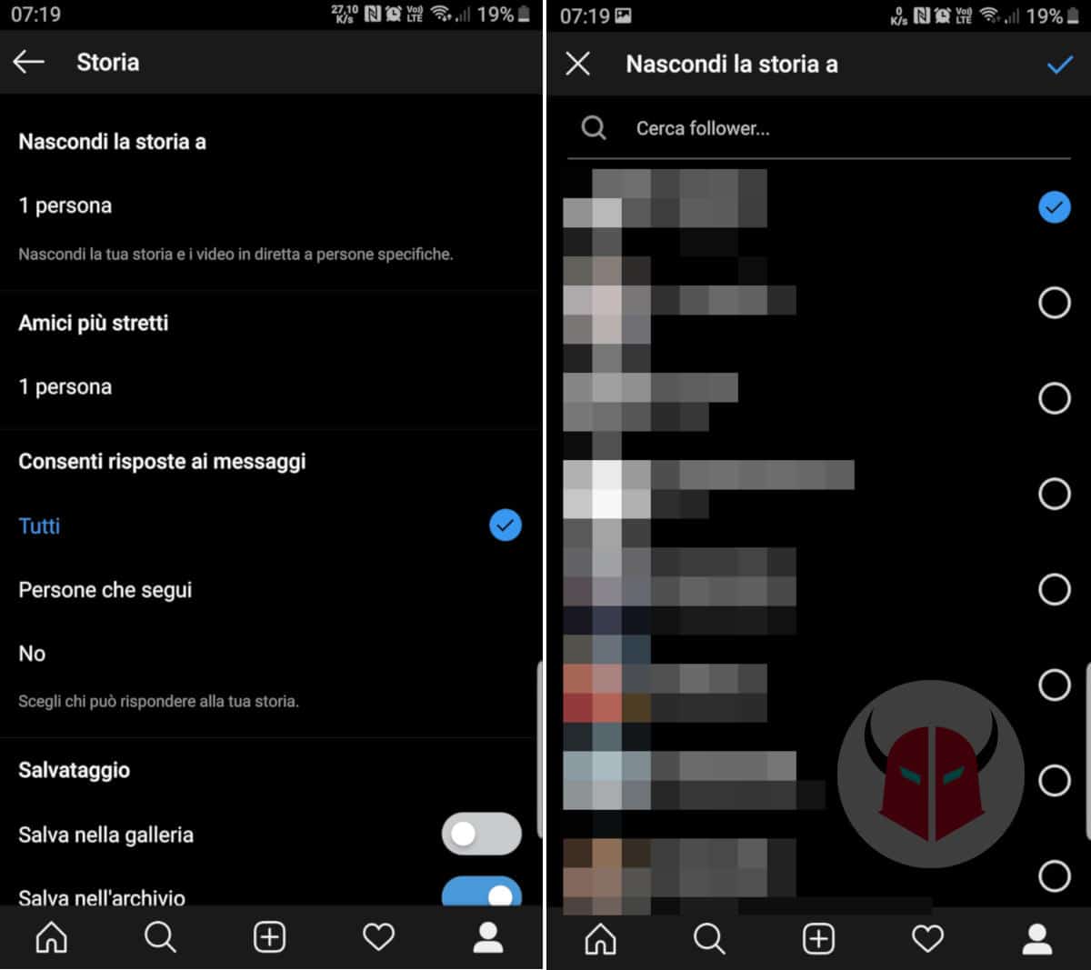 come attivare le storie disattivate su Instagram lista Nascondi la storia a