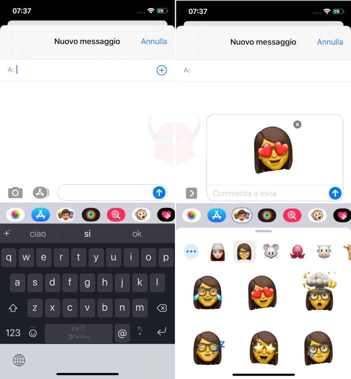 come creare Memoji su iPhone invio su app Messaggi