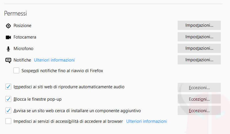 come disattivare microfono Facebook Firefox