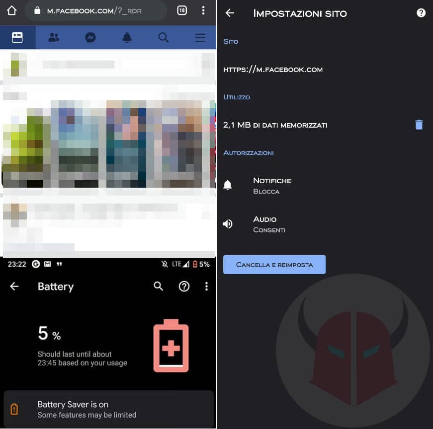 come disattivare microfono Facebook browser mobile